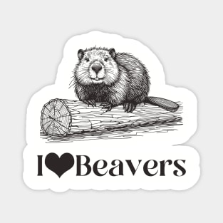 line art drawing, line art, line drawing, beaver, team beaver, the beaver, funny beaver, beaver lover Magnet