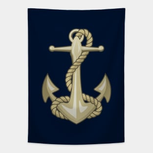 Gold Anchor and Rope Tapestry