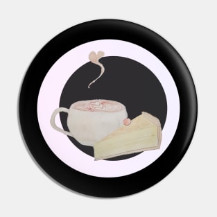 Latte and cake aquarelle Pin