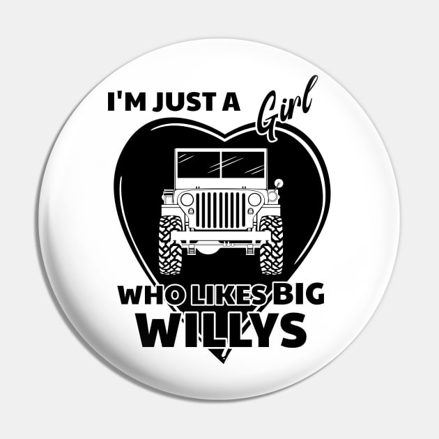 I'm Just a Girl Who Likes Big Willys Jeep Pin by SunGraphicsLab