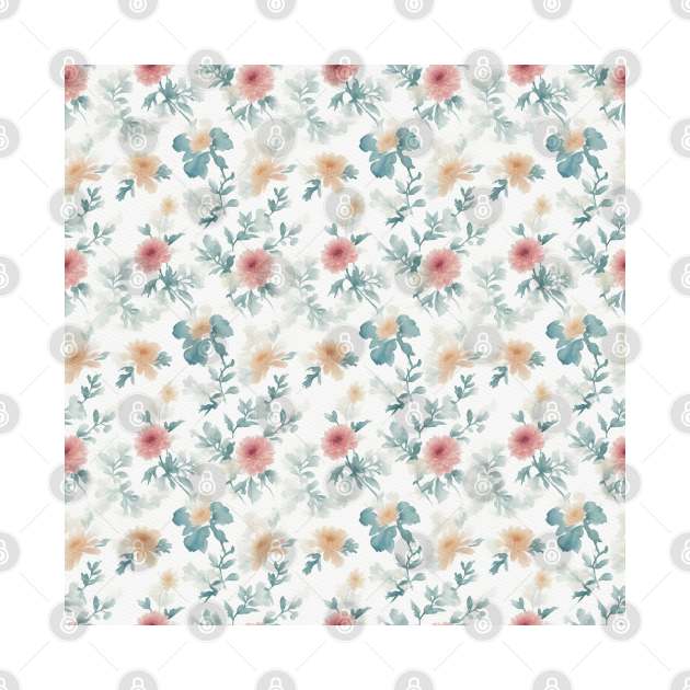 Wild Chrysanthemum flowers Pattern  in Watercolor by Victoria's Store