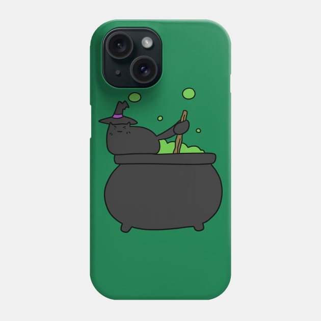 Black Cat and Bubbling Green Cauldron Phone Case by saradaboru