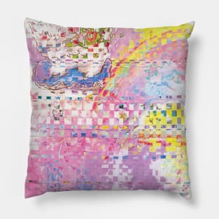 meow meow glitch Pillow