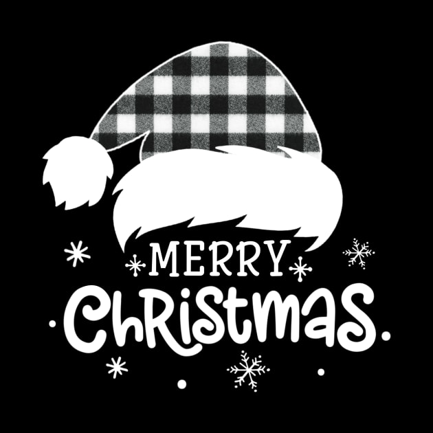 Merry Christmas Buffalo White Plaid Santa Hat Xmas Holiday by Sincu