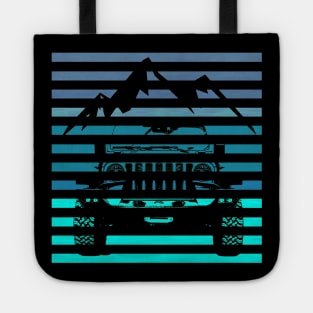 4x4 car retro shirt in blue color Tote