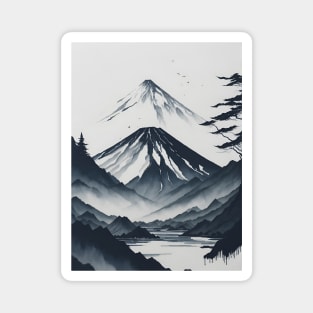 Serene Mount Fuji Sunset - Peaceful River Scenery Magnet