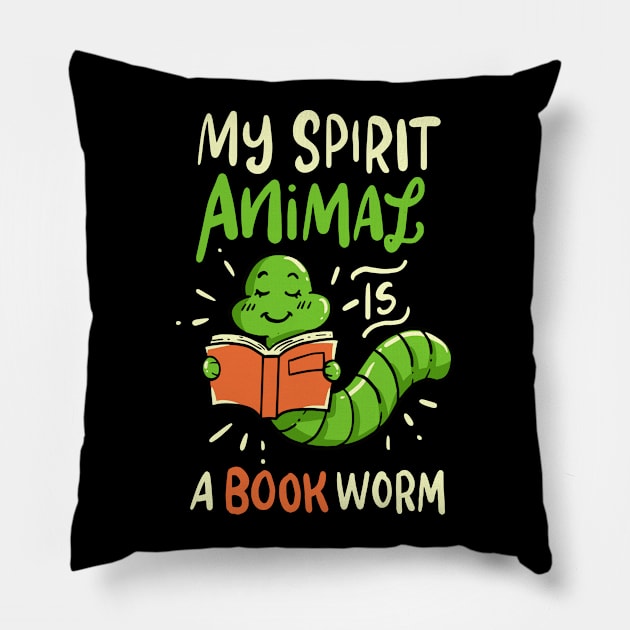 Bookworm Reader Reading Book Books Librarian Gift Pillow by Krautshirts