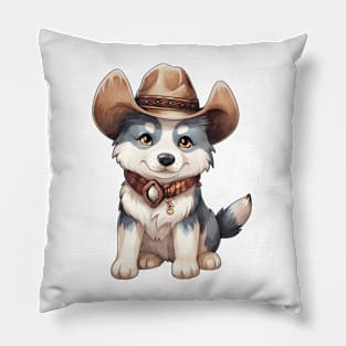 Cowboy Siberian Husky Dog Pillow