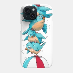 Blue Birds Balancing Boiling Beverages on a Beach Ball Phone Case