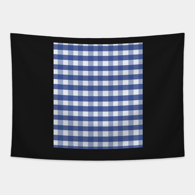 plaid checked pattern vichy tartan navy blue Tapestry by maoudraw