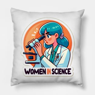 Empowering Women in Science Illustration Pillow