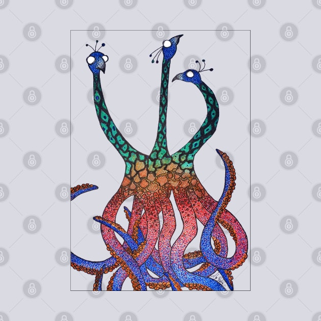 Cerberus, but with a giraffe / octopus / peacock by AlyStabz