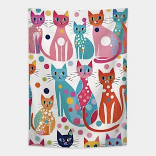 Whisker Whirlwind: A Kaleidoscope of Colorful Cat Patterns Tapestry