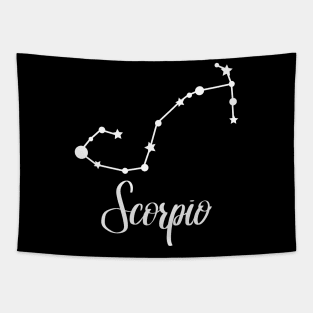 Scorpio Zodiac Constellation in White Tapestry