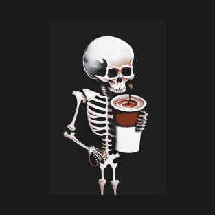 Skeleton with a coffee cup #7 T-Shirt