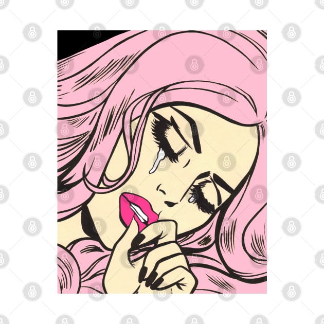 Pink Crying Comic Girl by turddemon