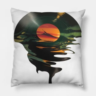 Cool Vinyl Lp Music Record Sunset Pillow