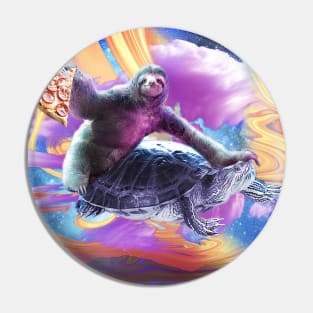 Trippy Space Sloth Turtle - Sloth Pizza Pin