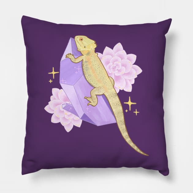 Bearded Dragon and Amethyst Pillow by starrypaige