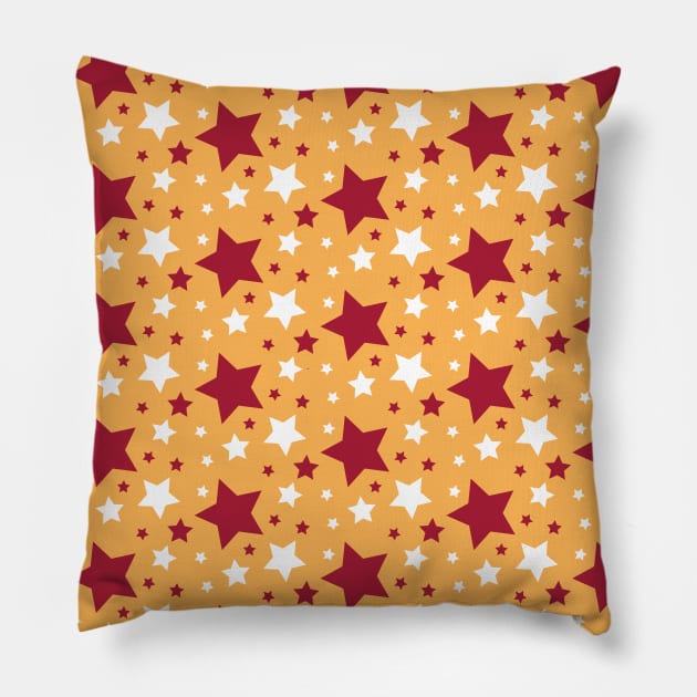 Red, Yellow and White Stars Seamless Pattern 010#001 Pillow by jeeneecraftz