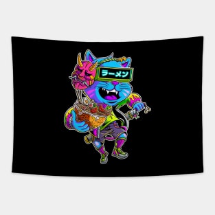 Cyberpunk Ramen Cat Tapestry