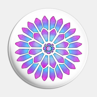 Blue Purple Cloud Stained Glass Floral Mandala Pin