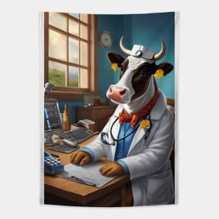 Doctor cow in her clinic Tapestry