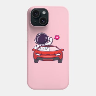 Cute Astronaut Driving Car And Waving Hand Cartoon Phone Case