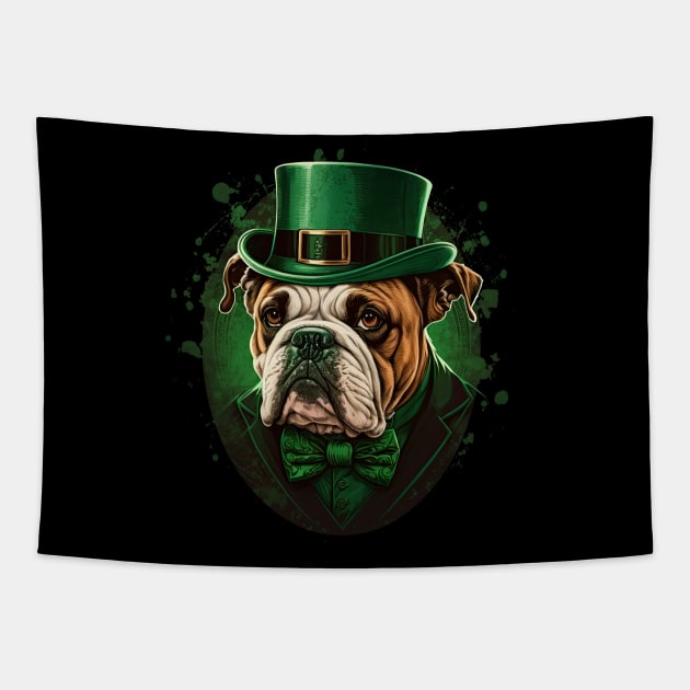 Bulldog St Patrick's Day Tapestry by JayD World