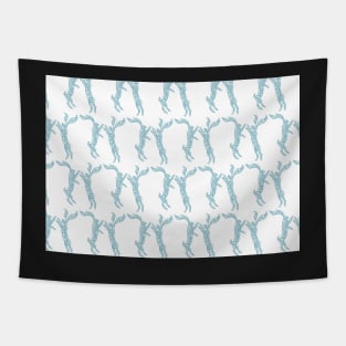 Boxing Hares - Soft Teal Tapestry