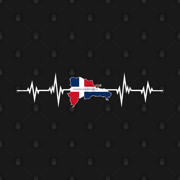 Heartbeat Design Dominican Republic Map Flag by MGS