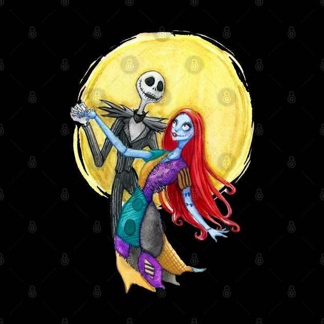 Jack and Sally Watercolor - Nightmare Before Christmas - Phone Case