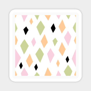 Rhombus in different colors. Colorful abstract Seamless pattern. Background, wallpaper. Hand drawn Pastel and black colors. Magnet