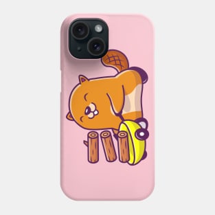 Cute Beaver With Cart And Wood Cartoon Phone Case