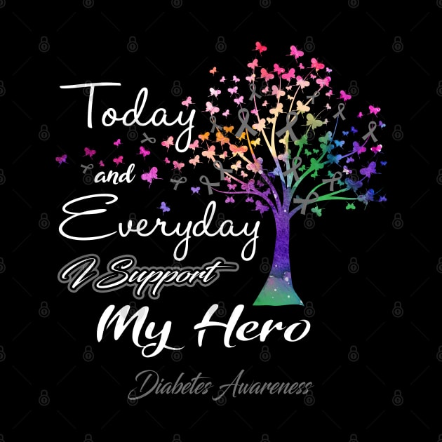 Today and Everyday I Support My Hero Diabetes Awareness Support Diabetes Warrior Gifts by ThePassion99