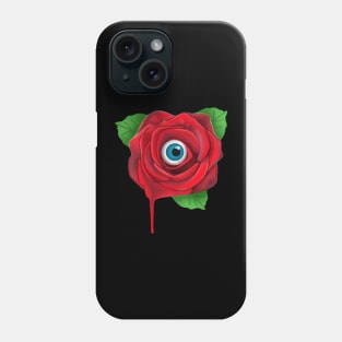 Spooky red rose with eyeball Phone Case