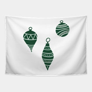 Cute Christmas Tree Ornament Doodle in Forest Green Tapestry