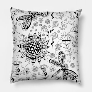 Dragonflies and flowers Pillow