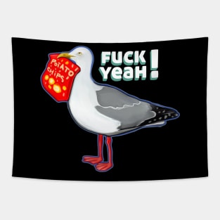 impudent seagull with chips Tapestry