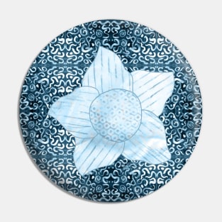 flower on white swirls and dots muted blue and teal for kids and nursery Pin