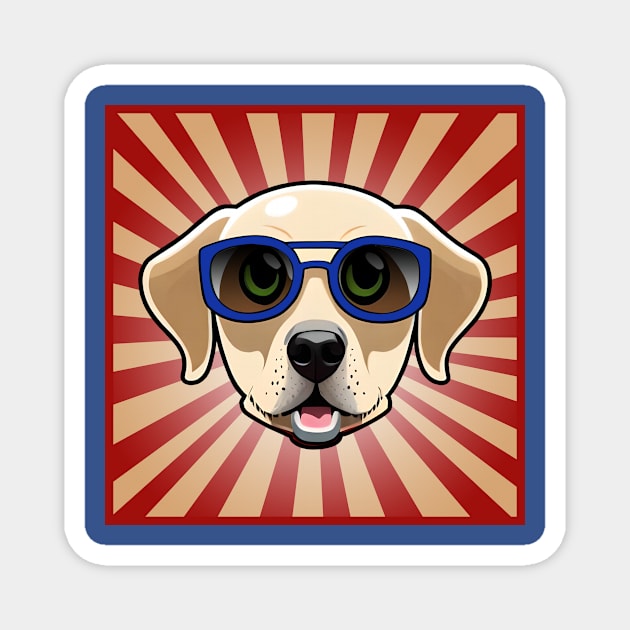 Dog Wearing Blue Sunglasses Golden Retriever Magnet by 4U2NV-LDN