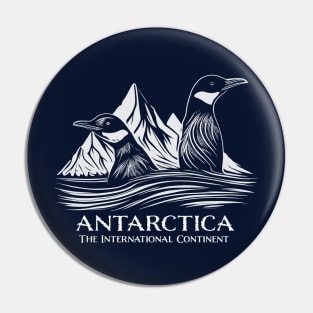 Antarctica with Icebergs and Penguins for Men and Women Pin