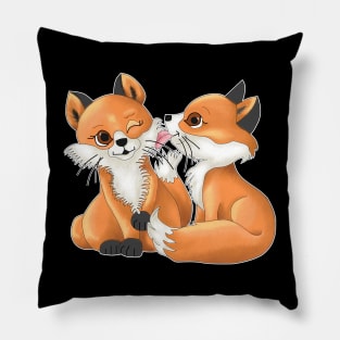 Cute Fox Pair in a Unique Artwork Pillow