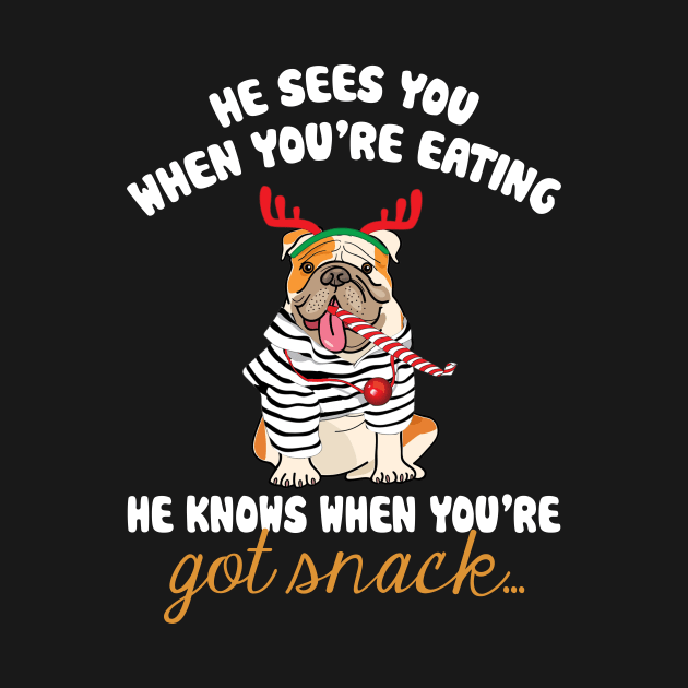 He Sees You When You're Eating Christmas Pug by TeeSky