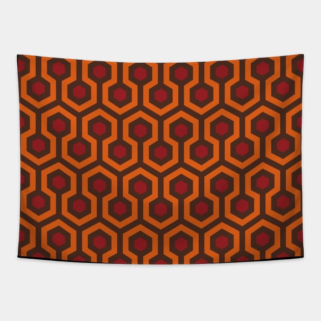 Geometric Pattern: Looped Hexagons: Orange/Red/Brown Tapestry by Red Wolf