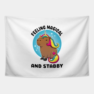 Feeling magical and stabby Capybara Unicorn Tapestry