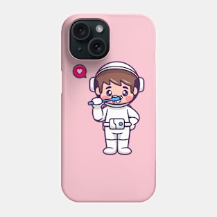 Cute Boy Astronaut Brush Teeth Cartoon Phone Case