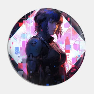 Cybernetic Journeys: Ghost in the Shell Aesthetics, Techno-Thriller Manga, and Mind-Bending Cyber Warfare Art Pin