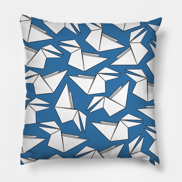 Origami Crow Blue Pillow by Sketchbook ni Abi