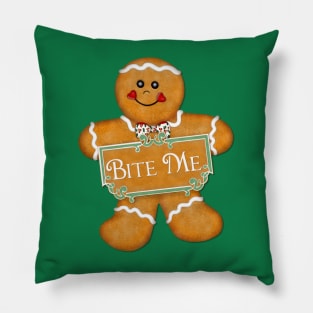 Bite Me Gingerbread Man Pillow